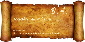 Bogdán Ambrózia névjegykártya